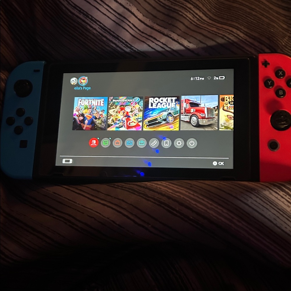 Nintendo Switch with Blue and Red Controllers